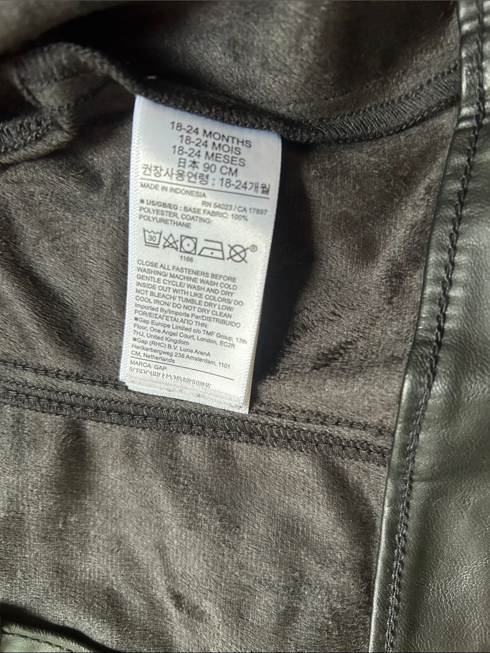 GAP Kids Black Faux Leather Jean Jacket